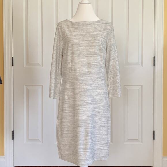 Old Navy Dress Light Gray Textured Scoop Neck 3/4 Sleeve Shift Dress Large NEW - Picture 3 of 13